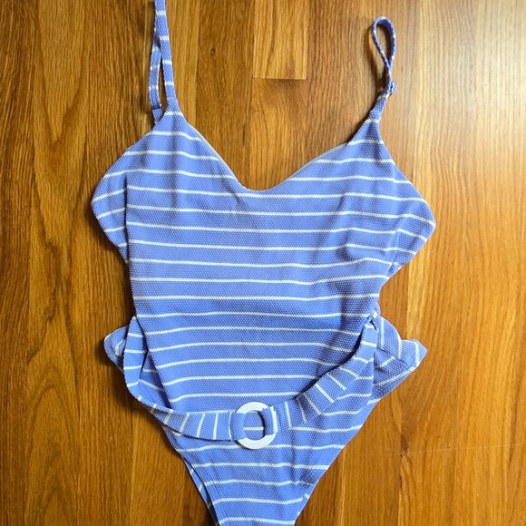 Splendid Blue and White One Piece Swim Suit Size L - Picture 3 of 5